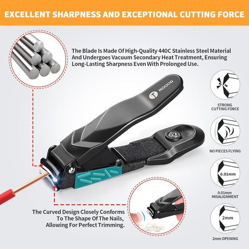 Nail Clippers for Men Women with Catcher, Ultra Sharp Heavy Duty Clipper, Sturdy Fingernail & Toenail Clipper with Nano