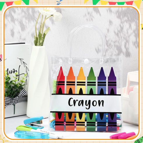 Supervitae 36 8 8 3.15 Inch Pcs Graduation Crayon Gift Bags Bulk with Handle Plastic Clear Goodies Treats Totes for End