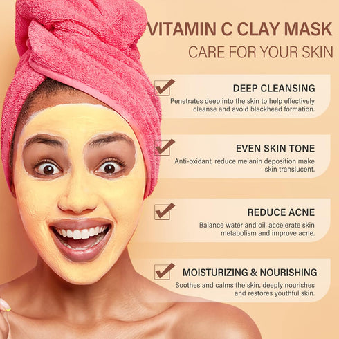 POP MODERN.C Turmeric Vitamin C Clay Mask, Deep Cleansing Facial Mask for Skin Care, Control Oil & Refine Pores