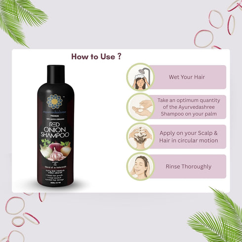 Red Onion Hair Growth Shampoo - With Curry Leaf, Hibiscus, 200ML, SLS and Paraben Free, All Hair Type