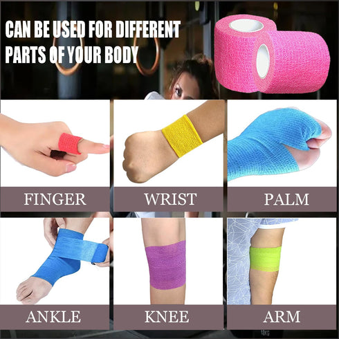 Kuanfine 3 Pack 2 Inches Self Adhesive Bandage Wrap Vet Wrap for Pets, Stretch Self Adherent Tape Cohesive Wrap