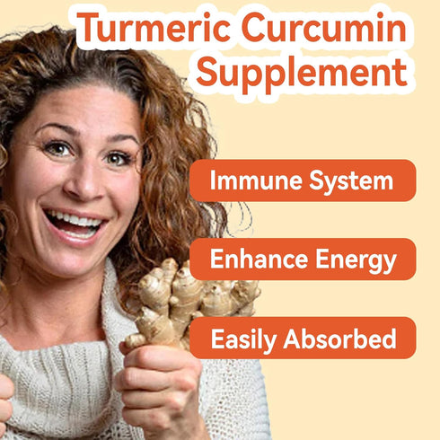 Turmeric Curcumin Gummies 500mg with Ginger Root, Black Pepper Extract, Antioxidant Support, 60 Count