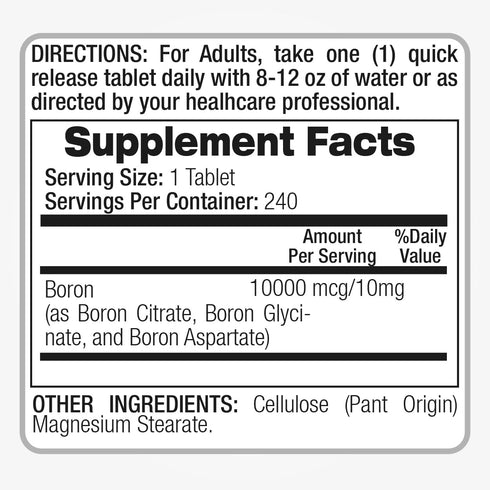 FITO MEDIC'S Lab Boron Supplement, 10 mg, 240 Servings, Ultra High Absorption for Men and Women