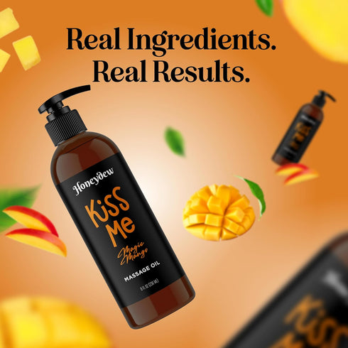 Mango Sensual Massage Oil for Couples - Alluring Tropical Full Body Massage Oil with Sweet Almond, Vegan Non-Staining