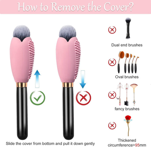 Silicone Travel Make-up Brush Holder, 3-Pcs Large + 5 Small with Cleaner Mat Pad for Storage and Cleaning