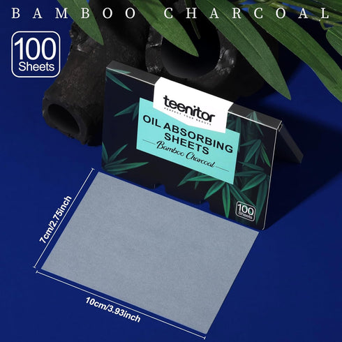Teenitor Bamboo Charcoal Blotting Paper - 1200 Count Oil Absorbing Sheets for Face Oil Control, Perfect for Oily Skin