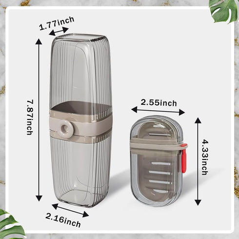 WOKNOW Toothbrush Travel Case and Soap Travel Case, Leakproof Soap Container with Cover, Portable Toothbrush Holder