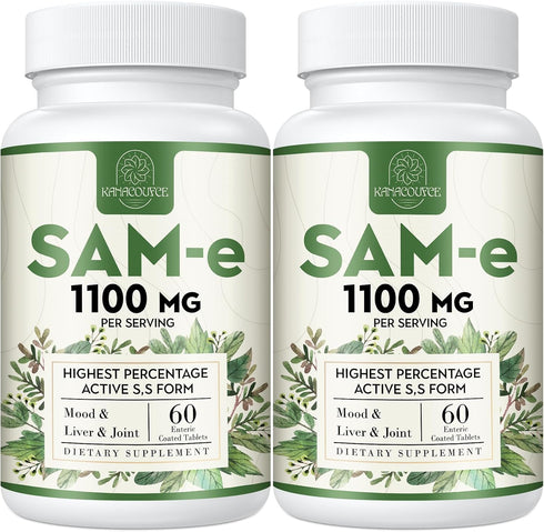 1100mg SAM-e (S-Adenosyl-L-Methionine) Supplement - Highest Concentration of Active S,S Form Same for Mood, Joint &