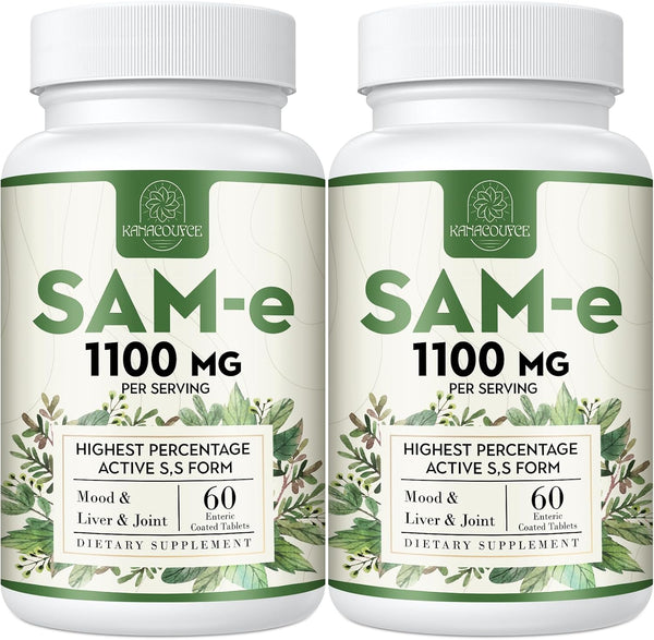 1100mg SAM-e (S-Adenosyl-L-Methionine) Supplement - Highest Concentration of Active S,S Form Same for Mood, Joint &