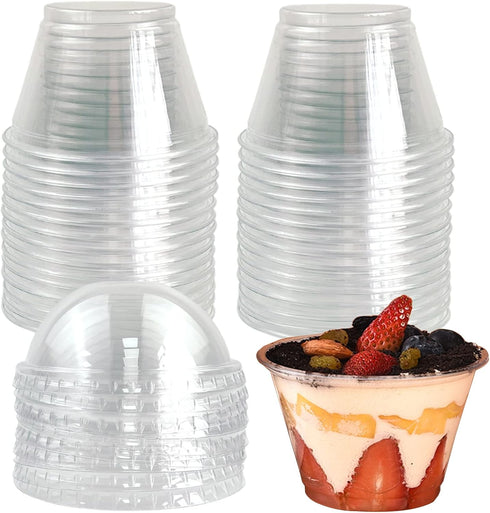 KKONHII 50 Pack Disposable Dessert Cups, Clear Plastic Cups with Lids, 7oz Mini