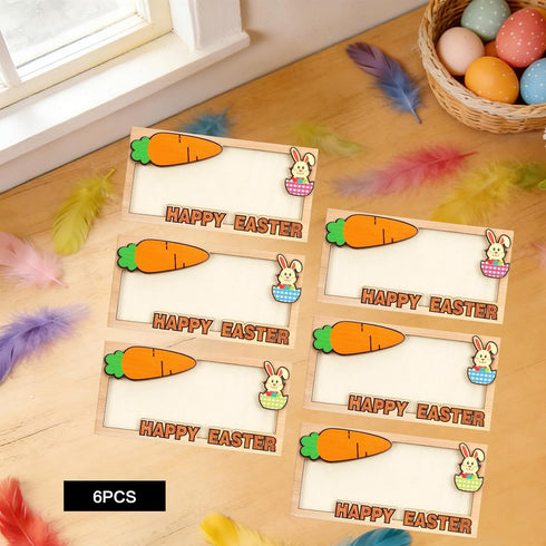 SJFBJNJHJ 6 Pcs Easter Money Holders, Wooden Bunny Card Easter Money Holders for Cash, Basket Stuffer and Spring Box