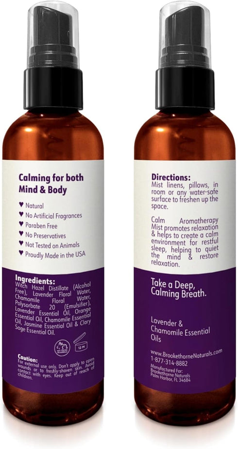Calm Aromatherapy Spray with Lavender & Chamomile Essential Oil, Natural Sleep Spray for Relaxation & Sleep