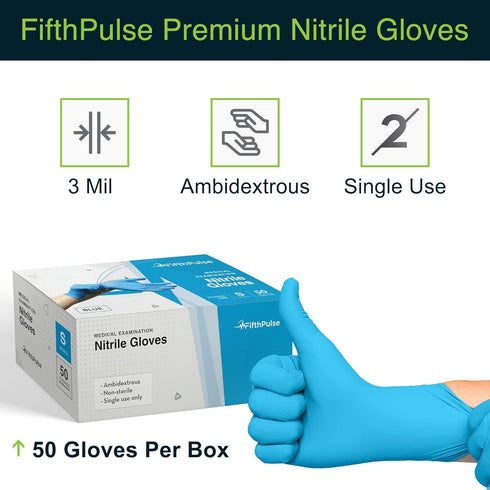 Blue Gloves Disposable Latex Free X Large, 50 Count - Medical Grade Surgical Gloves