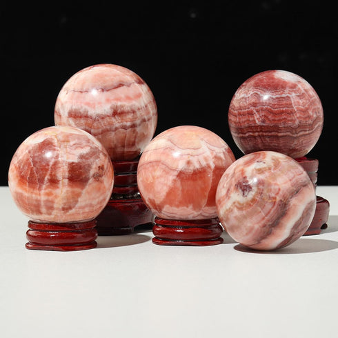 LLCUJVVR Decor,40~45mm Quartz Crystal Ball,Red Meat Stone Ball for Decoration,Crystal Ball Home Furnishings, Crystal