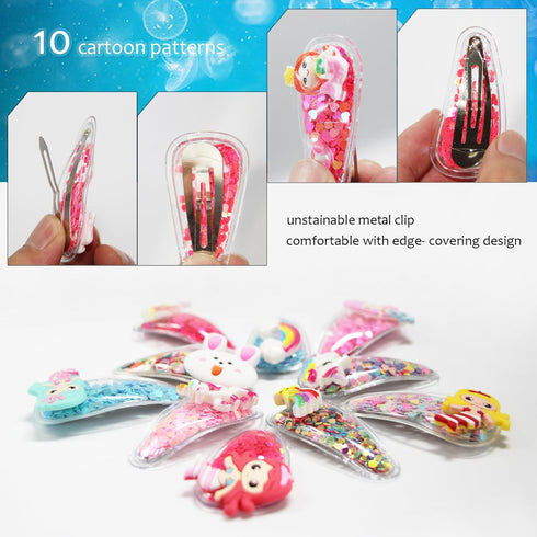 TANLOMY Sparkle Girl Hair Clips, 10 Pieces Glitter Barrettes Kit for Toddler Girls, Kids Hair Accessories Gift Set