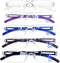 AQWANO Frameless Reading Glasses, Blue Light Blocking Computer Readers, 5 Pack for Men and Women