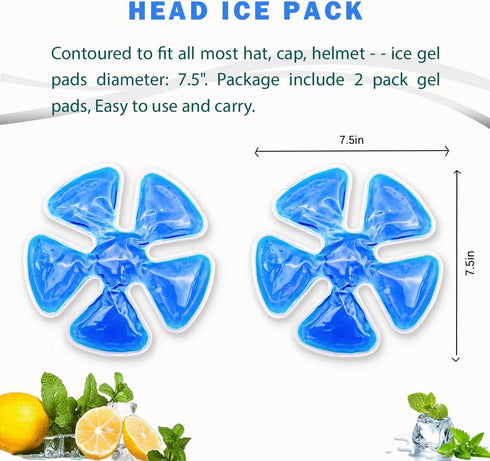 Head Gel Ice Pack, Helmet Ice Pack for Catcher Helmets, Outdoor Sport, Equestrian Riding, 2 Count