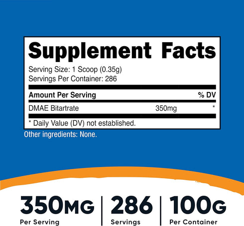 Nutricost Pure DMAE-Bitartrate Powder 100 Grams