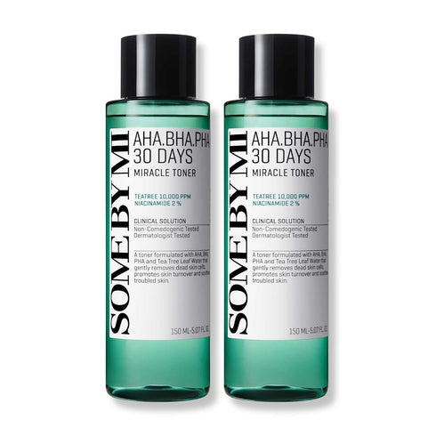 SOME BY MI AHA BHA PHA 30 Days Miracle Toner - Pack of 2 for Sensitive Skin, Mild Exfoliating Daily Face Toner