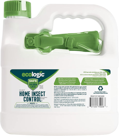 Ecologic Home Insect Control, Kills Cockroaches, Ants, Spiders and More, Indoor & Outdoor Use, Safe Around Children and Pets, (RTU Spray) 64 Fl Oz (Pack of 1)