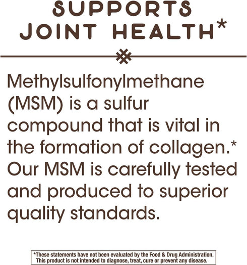 Nature's Way MSM 1000 mg - Joint Health Supplement* - With Methylsulfonylmethane - Gluten-Free & Vegan - 200 Tablets