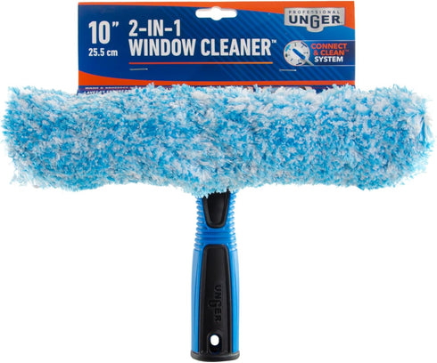 Unger 10” Professional Squeegee & Scrubber - 2-in-1 Window Cleaning Tool for Commercial & Residential Use