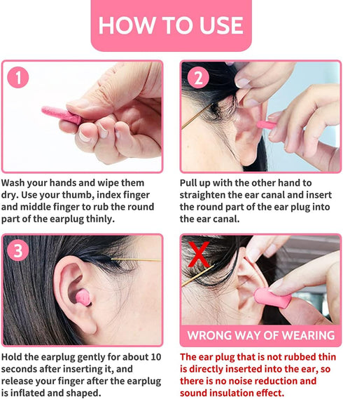 LYSIAN Ultra Soft Foam Ear Plugs for Sleep - 38dB Noise Cancelling Earplugs, 60 Pairs, Pink Color