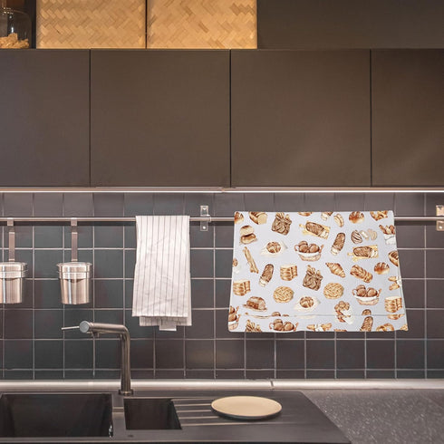 LEVLO Sourdough Starter Bakery Kitchen Towel Bread Sketch Pastry Breakfast Tea Coffee Towel Graduation Housewarming