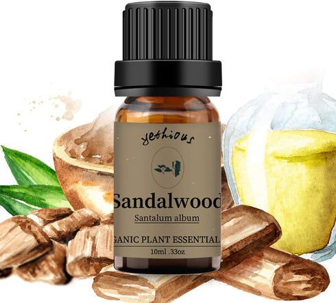 yethious Sandalwood Essential Oil for Diffuser, 100% Pure Organic Aromatherapy Gift Oils, 10ml