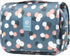 Narwey Hanging Toiletry Bag for Women, Travel Makeup Organizer for Toiletries, Blue Flower
