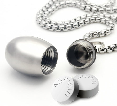 Pill Holder Necklace Nitro Pill Case, Titanium Waterproof Pill Container Necklace for Men Women, Small Pill Box with
