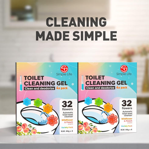 Simple Life Toilet Bowl Cleaner Gel, Fresh Flower Toilet Gel Stamp, Stops Limescale and Stains, 64 Stamps Variety Pack