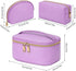 KTMOUW 3 Pcs Waterproof Makeup Bag Set, Portable Travel Organizer Toiletry Bag for Women, Purple Weave