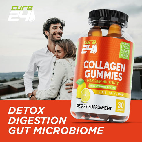 Collagen Gummies with Zinc, Vitamin C, Biotin, Collagen Peptides Supplement for Hair, Nail, Skin, Bone & Joint Health