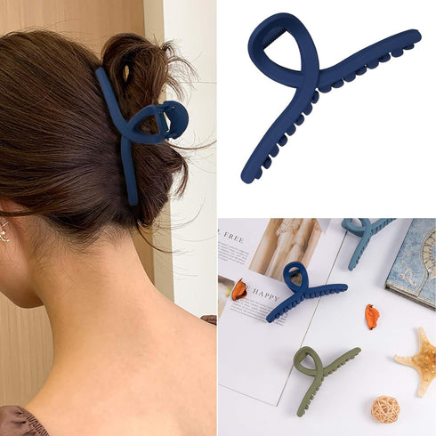 Whaline Hair Claw Clip, 6 Color Hair Jaw Clamp Clips, 4.3 Inch Nonslip Strong Hold Matte Butterfly Clip