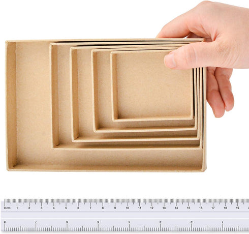 WANDIC Set of 5 Paper Mache Rectangular Mini Kraft Boxes with Lids for Crafting and Storage Accessories, Jewelry Gifts