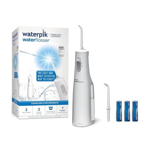 Waterpik Cordless Water Flosser, Battery Operated & Portable for Travel & Home, ADA Accepted, White WF-02