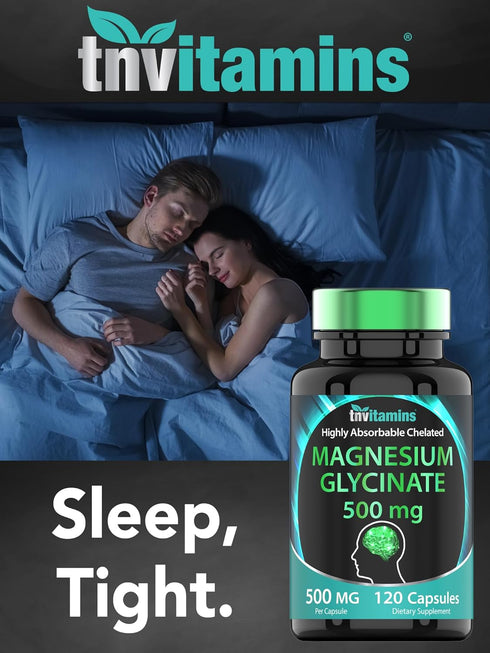 Magnesium Glycinate 500mg Per Capsule, 120 Count, Pure Chelated Supplement for Sleep, Calm, Joint Support