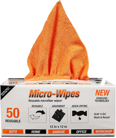 Eurow Reusable Microfiber Cleaning and Drying Wipes, 200GSM, 12 by 12 Inches, Pack of 50 in Orange