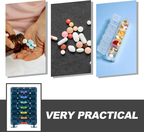 Portable Weekly Pill Organizer Box Compartments Reusable Medicine Case for Travel Home Use Lightweight Medicine Storage