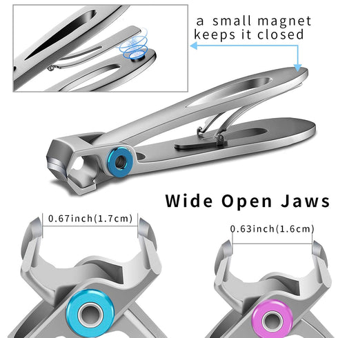 Nail Clippers Set, Fingernail and Toenail Clippers for Thick Nails, Nail Clipper for Men, Women, Seniors