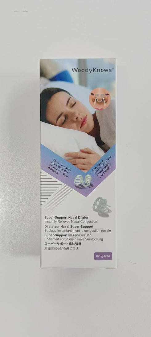 WoodyKnows Super-Support Nasal Dilator - Improves Sleep & Sports Airflow, Nasal Congestion Aid (M 4Pack)
