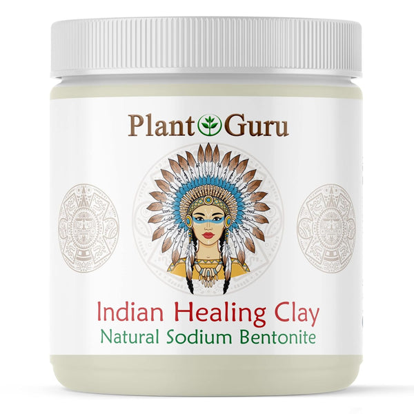 Plant Guru 1 lb. Indian Healing Clay - 100% Natural Sodium Bentonite Clay Powder for Deep Pore Cleansing