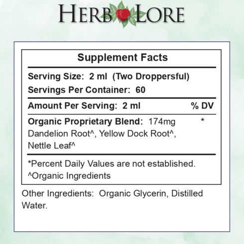 Herb Lore (4 oz) Iron Tonic - Organic Liquid Iron Drops Supplement for Kids & Women - Baby, Infant & Toddler Friendly