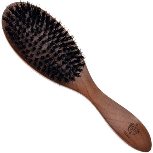 Murai By Giorgio GM6S Oval Cherrywood Beard Club Hair Brush and Firm Boar Bristle Facial Brush for Beard Care - Exfoliating Natural Boar Bristle Brush for Mens Grooming and Hair Care