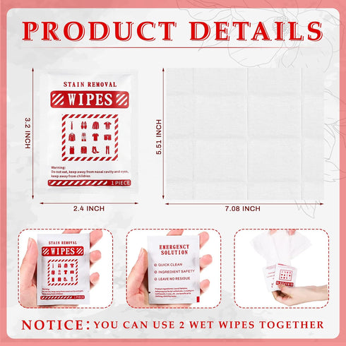 200 Pcs Stain Remover Wipes, Individual Wrapped Mini Wipes for Clothes Fabric Laundry Stain Carpet Messy Eater