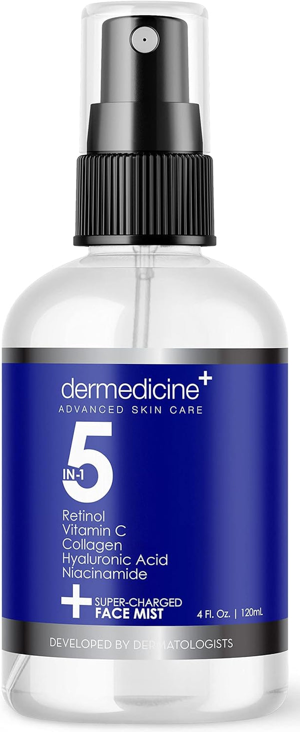 5 in 1 Super Charged Face Mist w/Retinol, Vitamin C, Collagen, Hyaluronic Acid & Niacinamide | 4 fl oz, 120 ml Hydrates
