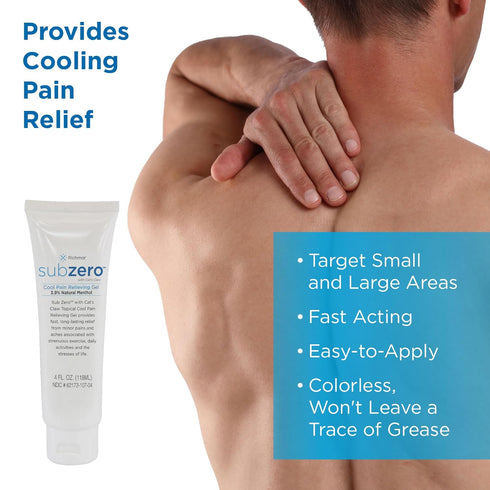 Cooling Pain Relief Gel, 4oz Tube, Sub Zero for Joint and Nerve Pain