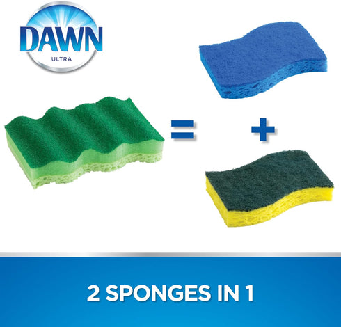 Dawn Power Clean Wedge-Shaped Scrubber Sponges, Green (Pack of 3)