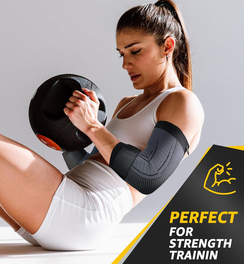 HiRui 2 PACK Elbow Brace - Elbow Compression Sleeves with Adjustable Straps, Tennis Elbow Golfer Elbow Treatment Arm